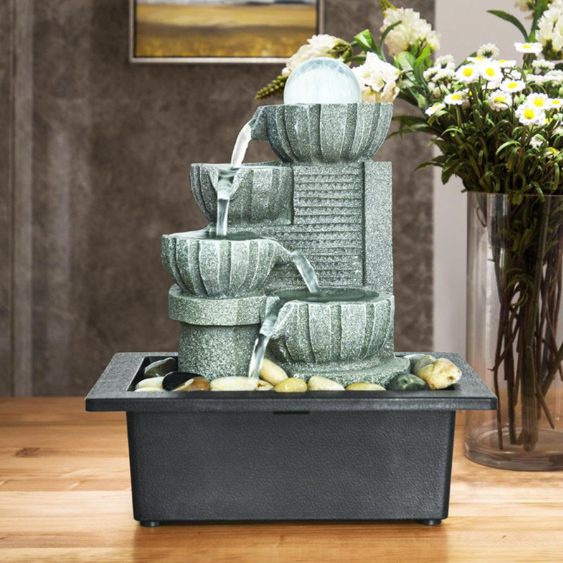 Wature Resin 4Tier Indoor Tabletop Fountain with Light Wayfair Canada